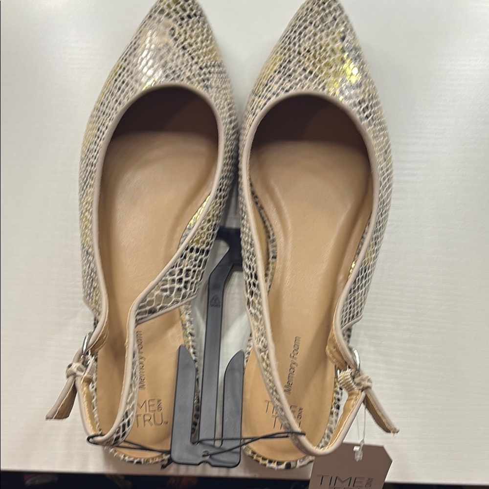 Time and Tru Gold and Cream Flats with Sparkly Finish